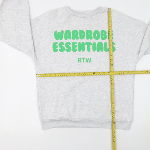 Boohoo Women’s Grey Pullover Sweatshirt L Cotton Blend Wardrobe Essentials