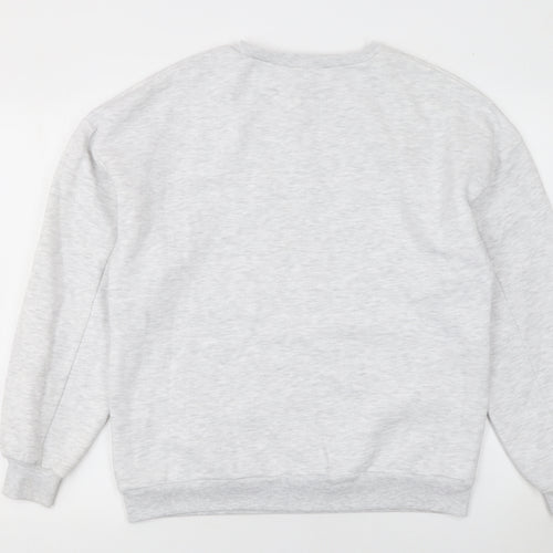 Boohoo Women’s Grey Pullover Sweatshirt L Cotton Blend Wardrobe Essentials