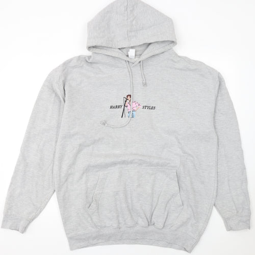 Just Hoods AWDis Women's Grey Harry Styles Graphic Pullover Hoodie XL