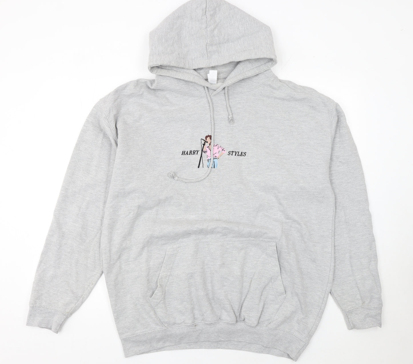 Just Hoods AWDis Women's Grey Harry Styles Graphic Pullover Hoodie XL