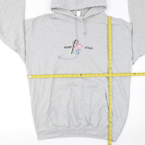 Just Hoods AWDis Women's Grey Harry Styles Graphic Pullover Hoodie XL