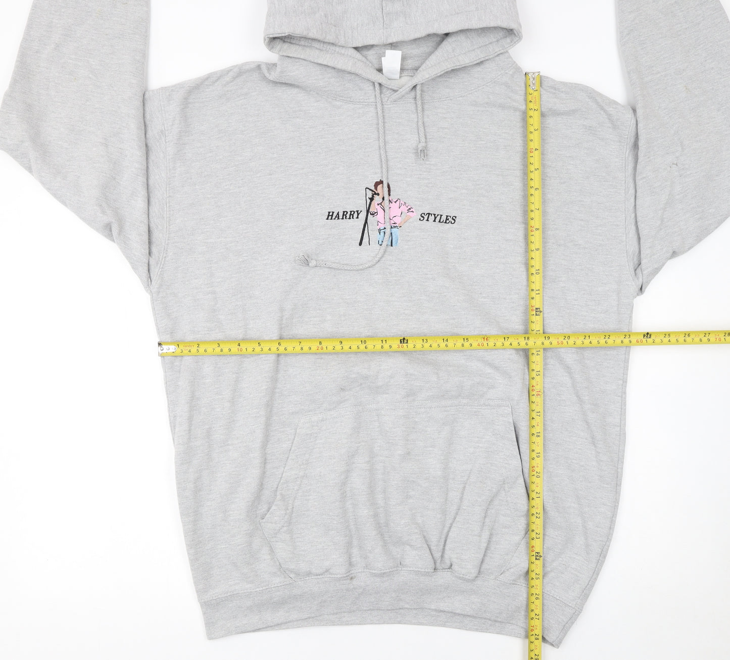 Just Hoods AWDis Women's Grey Harry Styles Graphic Pullover Hoodie XL