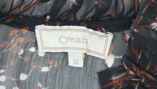Cream Women's Black Floral Ruffle Long Sleeve Blouse UK 10 Polyester