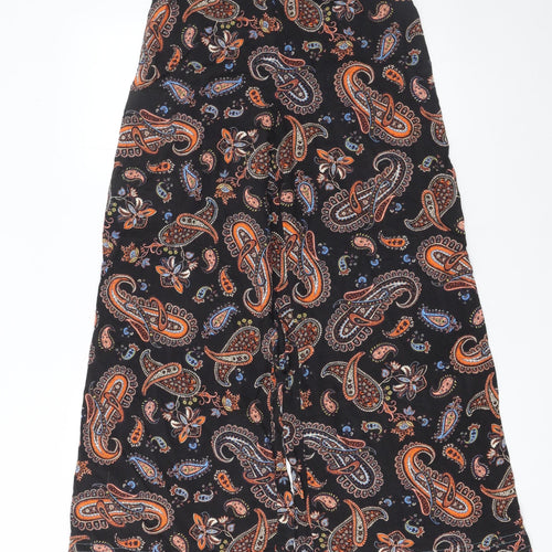 HI by Henry Holland Women's Black Paisley Wide-Leg Trousers Size 10