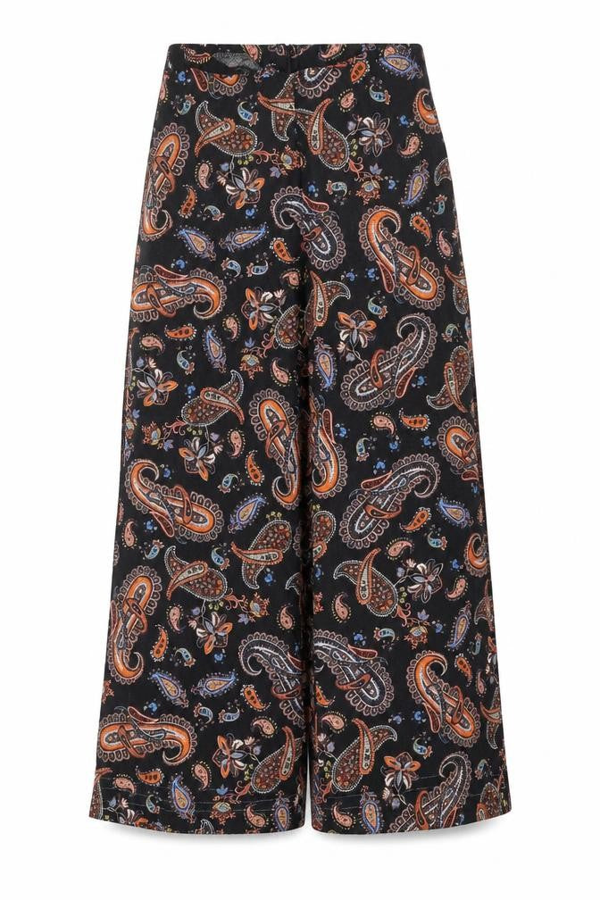 HI by Henry Holland Women's Black Paisley Wide-Leg Trousers Size 10