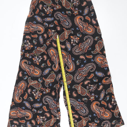 HI by Henry Holland Women's Black Paisley Wide-Leg Trousers Size 10