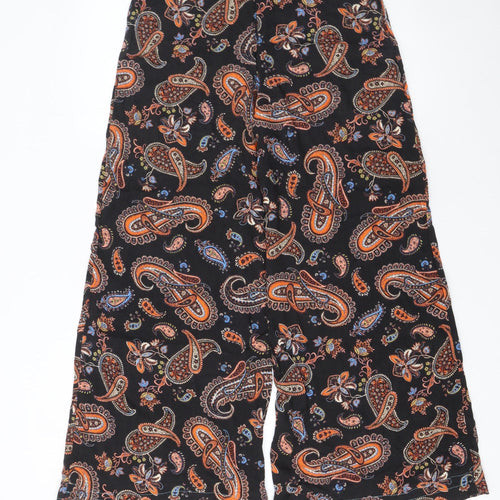 HI by Henry Holland Women's Black Paisley Wide-Leg Trousers Size 10