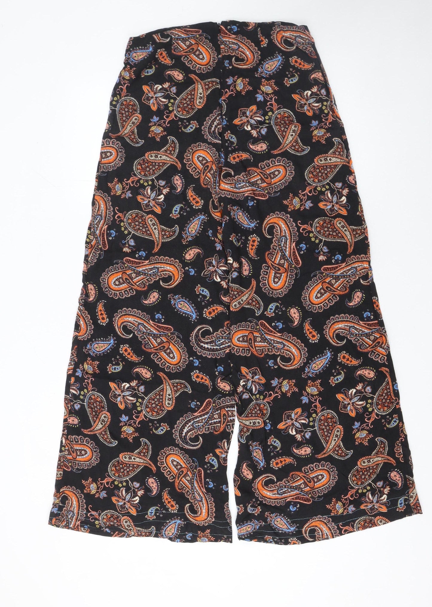 HI by Henry Holland Women's Black Paisley Wide-Leg Trousers Size 10