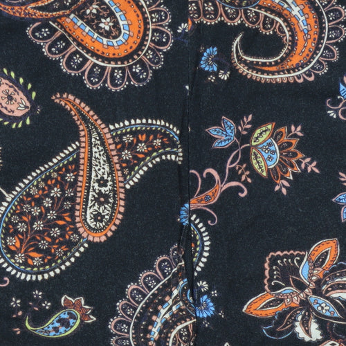 HI by Henry Holland Women's Black Paisley Wide-Leg Trousers Size 10