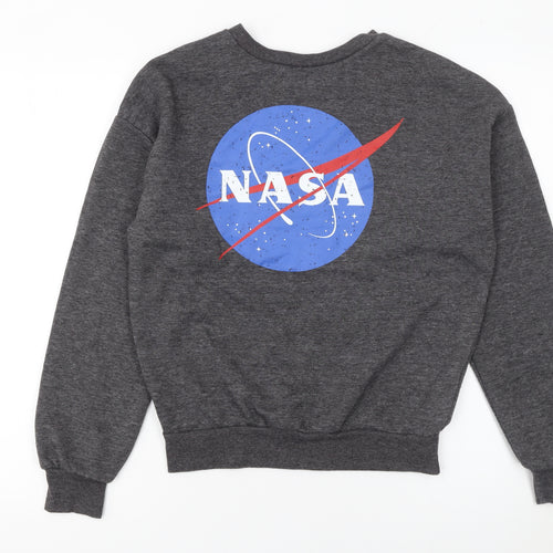 NASA Women’s Grey Pullover Sweatshirt 2XS Cotton Blend Graphic Print
