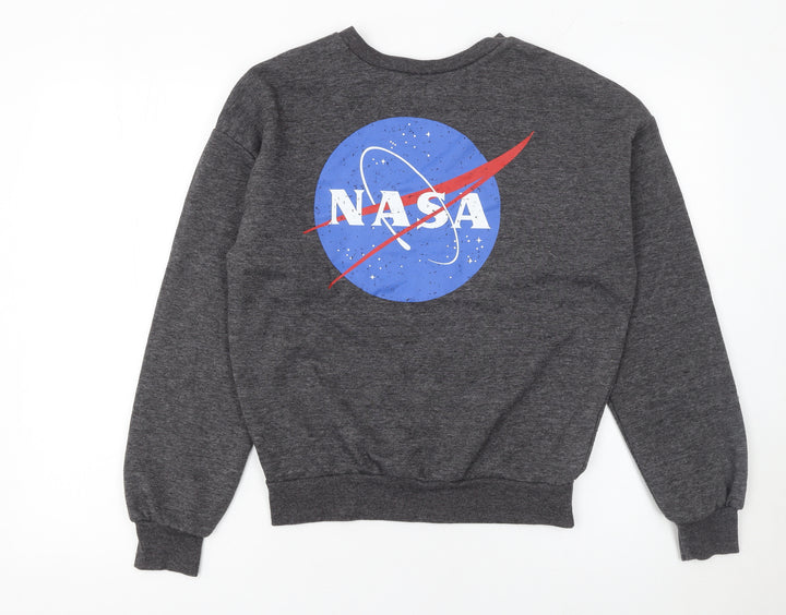 NASA Women’s Grey Pullover Sweatshirt 2XS Cotton Blend Graphic Print