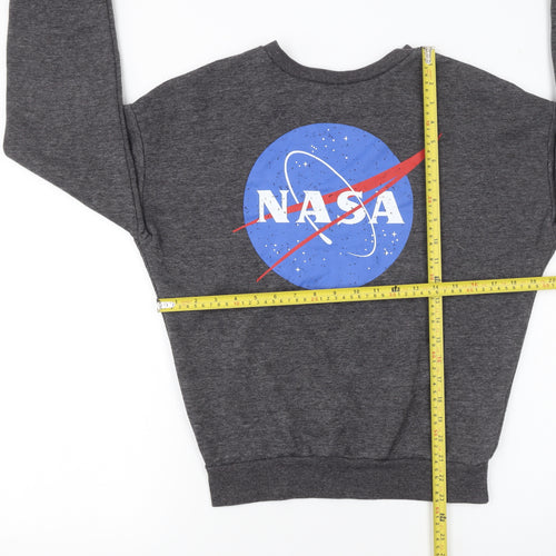 NASA Women’s Grey Pullover Sweatshirt 2XS Cotton Blend Graphic Print