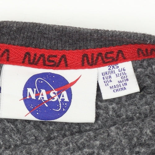 NASA Women’s Grey Pullover Sweatshirt 2XS Cotton Blend Graphic Print