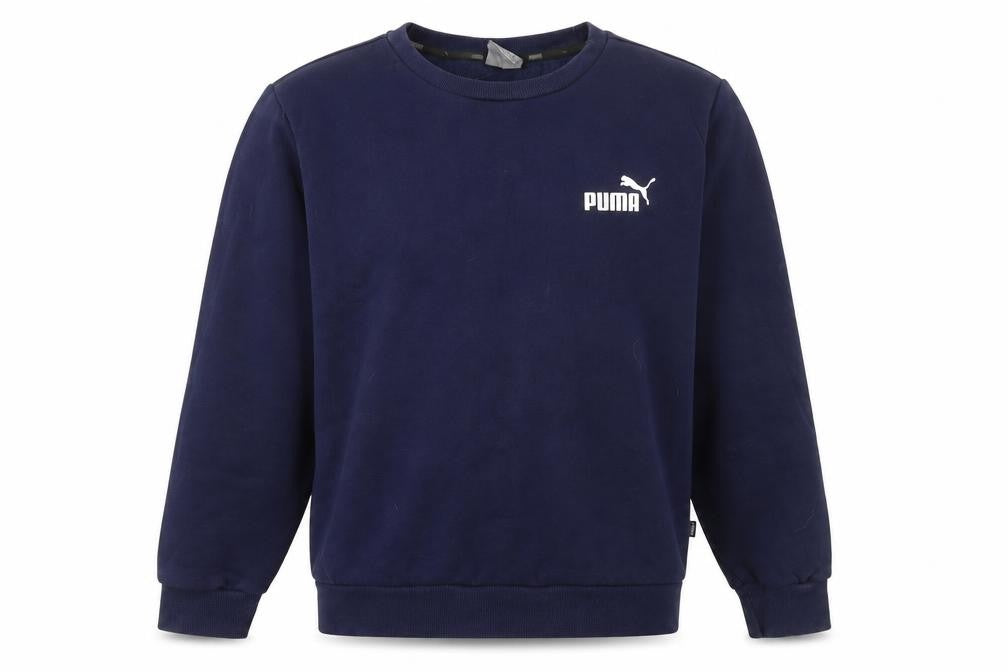 Front view of Puma Men's Blue Crew Neck Pullover Sweatshirt, size S