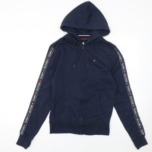 Tommy Hilfiger Men's Navy Full Zip Hoodie S Cotton Blend