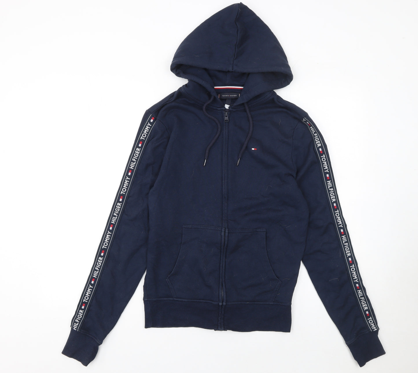 Tommy Hilfiger Men's Navy Full Zip Hoodie S Cotton Blend