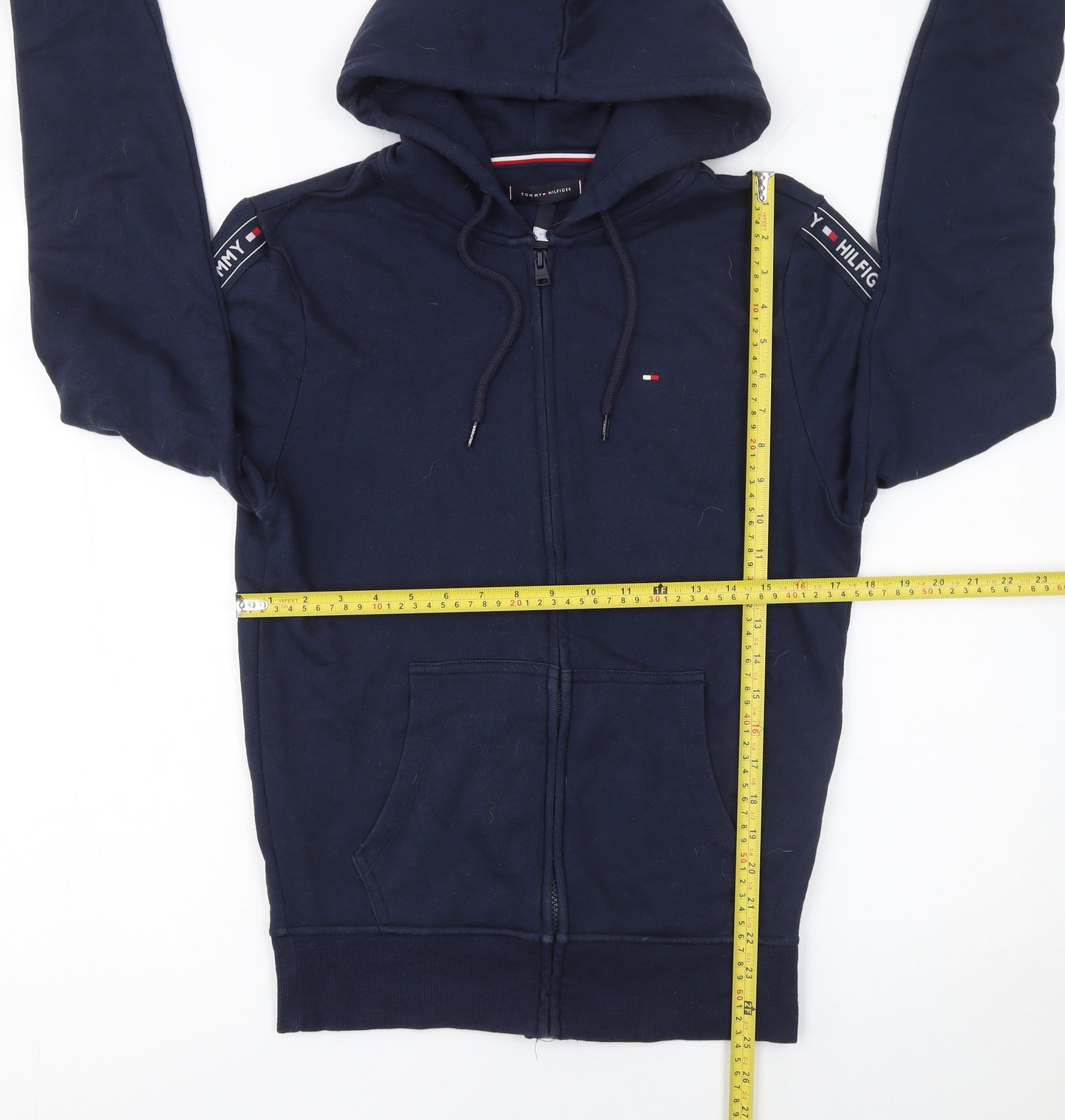 Tommy Hilfiger Men's Navy Full Zip Hoodie S Cotton Blend