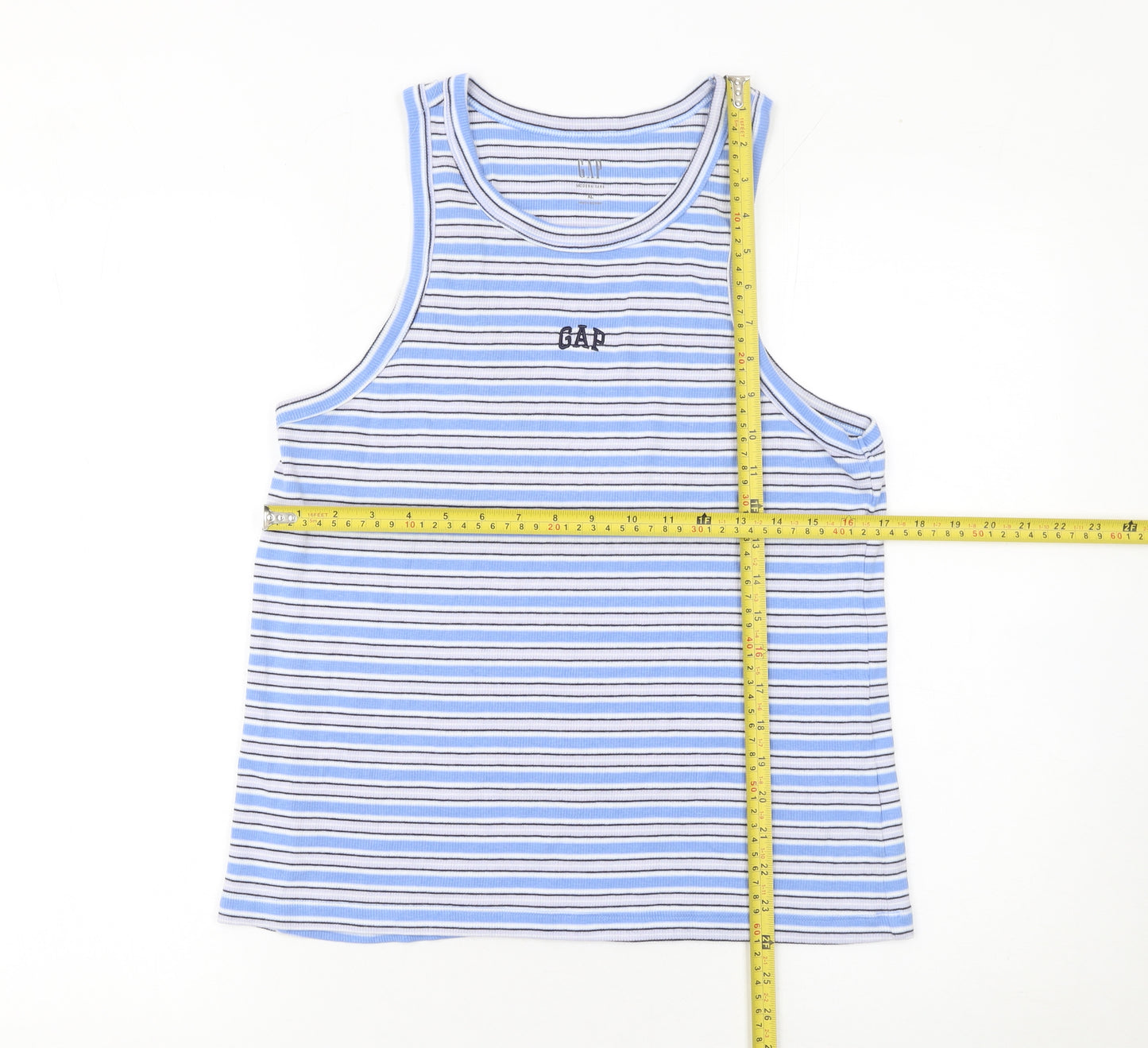 GAP Womens Blue Striped Cotton Jersey Tank Top XL