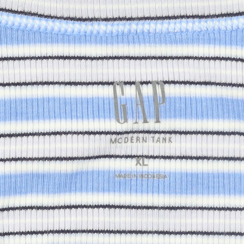 GAP Womens Blue Striped Cotton Jersey Tank Top XL