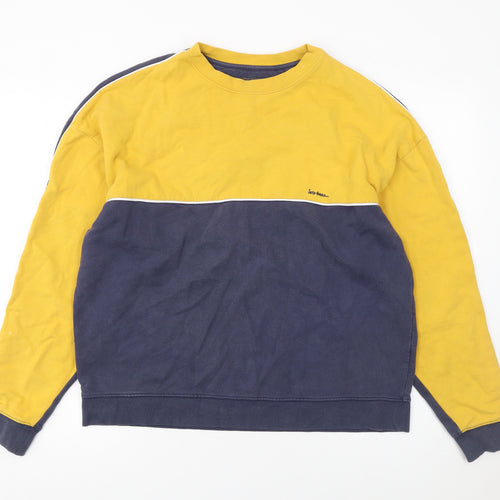 Urban Outfitters Men's Yellow Blue Colour Block Sweatshirt Size S