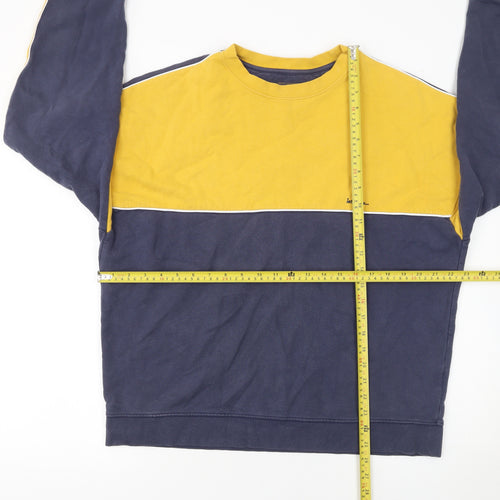 Urban Outfitters Men's Yellow Blue Colour Block Sweatshirt Size S