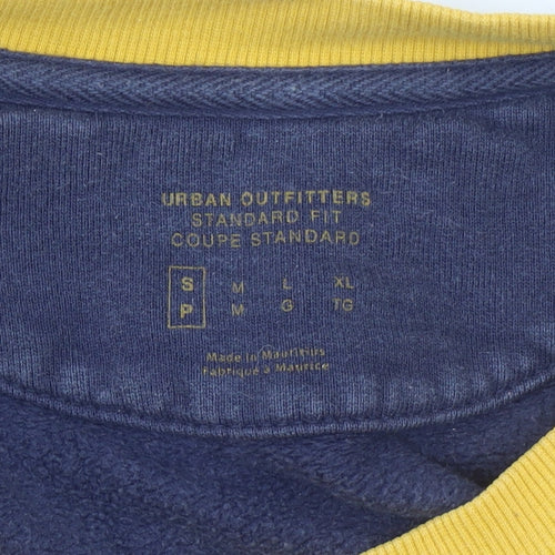 Urban Outfitters Men's Yellow Blue Colour Block Sweatshirt Size S