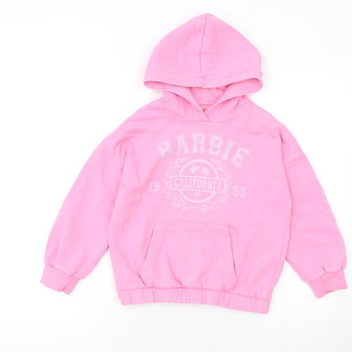 Marks and Spencer Girls Pink Barbie Hoodie 7-8 Years Pullover Fleece