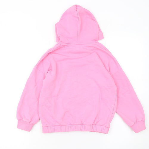 Marks and Spencer Girls Pink Barbie Hoodie 7-8 Years Pullover Fleece