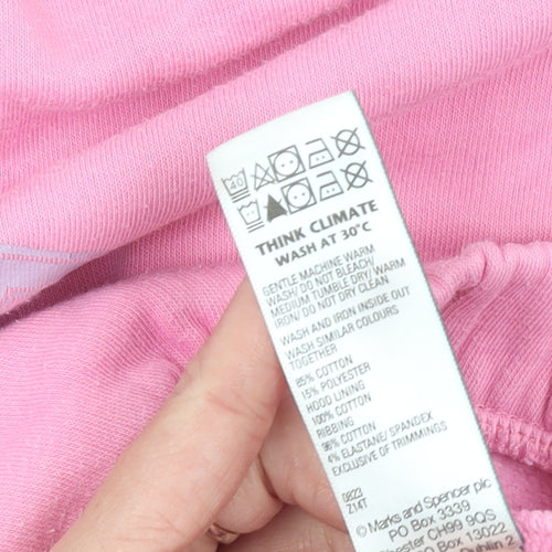 Marks and Spencer Girls Pink Barbie Hoodie 7-8 Years Pullover Fleece