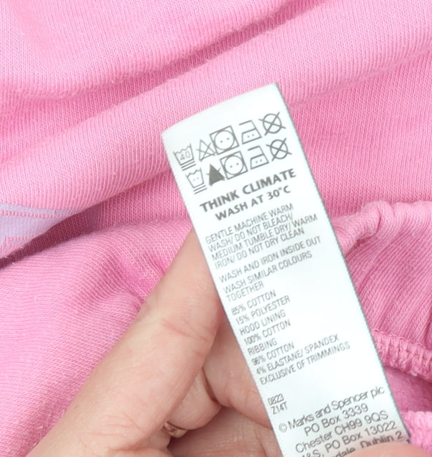 Marks and Spencer Girls Pink Barbie Hoodie 7-8 Years Pullover Fleece