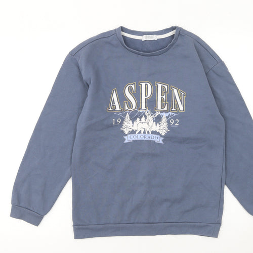 Primark Girls Blue Aspen Colorado Graphic Pullover Sweatshirt 12-13 Years