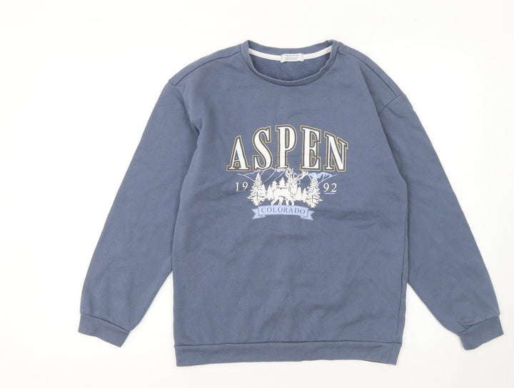 Primark Girls Blue Aspen Colorado Graphic Pullover Sweatshirt 12-13 Years