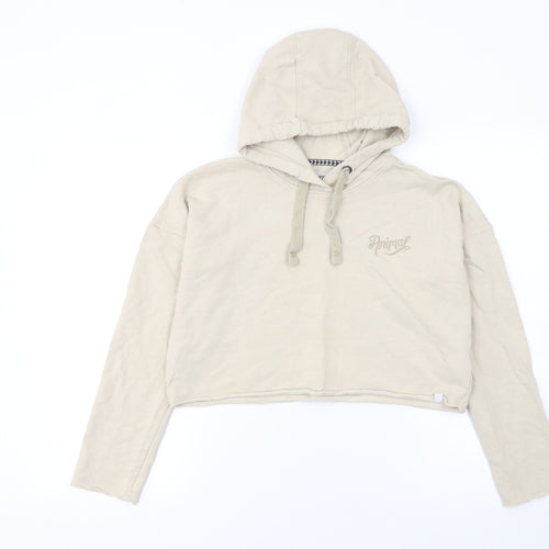 Animal Womens Beige Crop Hoodie UK 8 Pullover Hooded Sweatshirt
