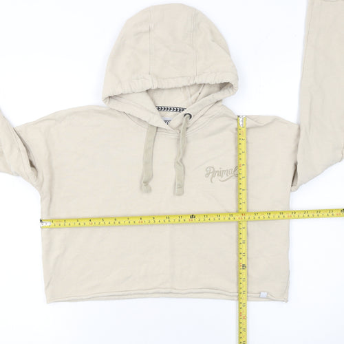Animal Womens Beige Crop Hoodie UK 8 Pullover Hooded Sweatshirt