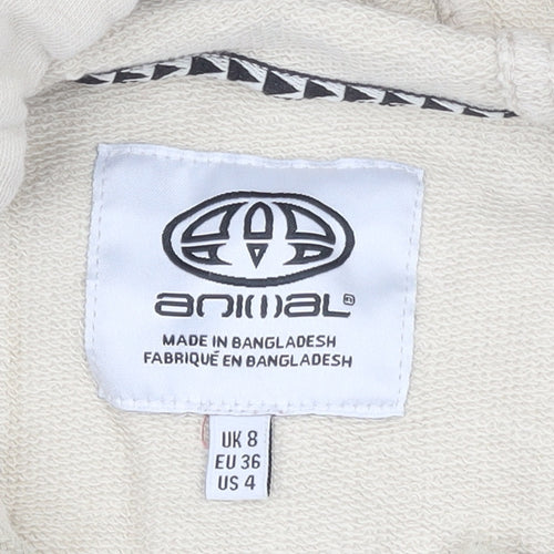 Animal Womens Beige Crop Hoodie UK 8 Pullover Hooded Sweatshirt