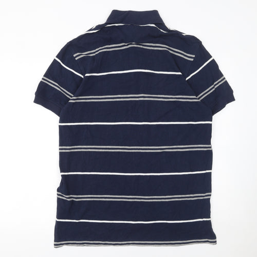 Tommy Hilfiger Men's Blue Striped Cotton Polo Shirt Size M