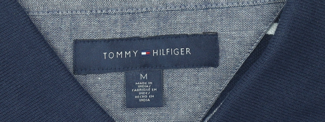 Tommy Hilfiger Men's Blue Striped Cotton Polo Shirt Size M
