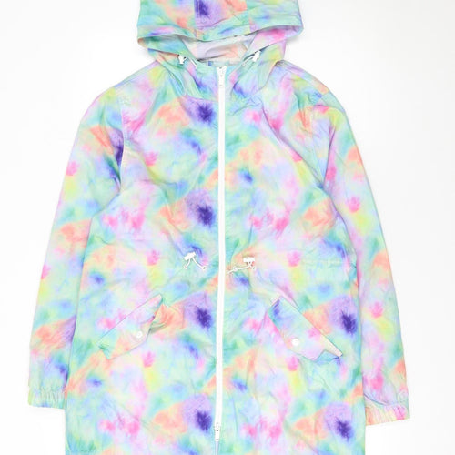 Brave Soul Womens Multicoloured Tie-Dye Hooded Windbreaker Jacket Size 12