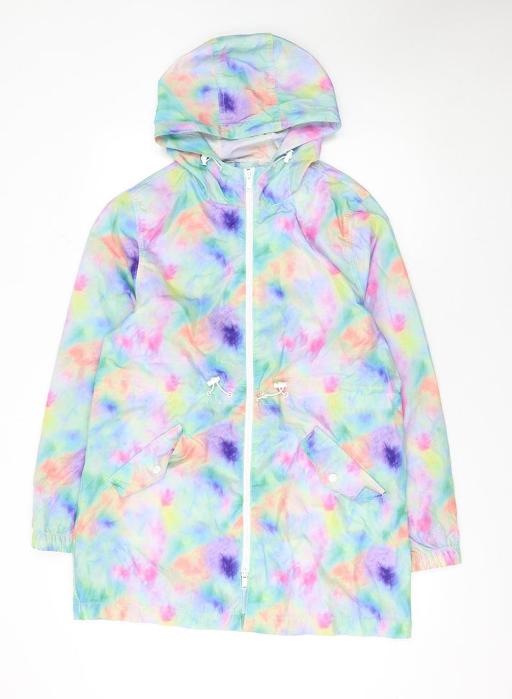 Brave Soul Womens Multicoloured Tie-Dye Hooded Windbreaker Jacket Size 12