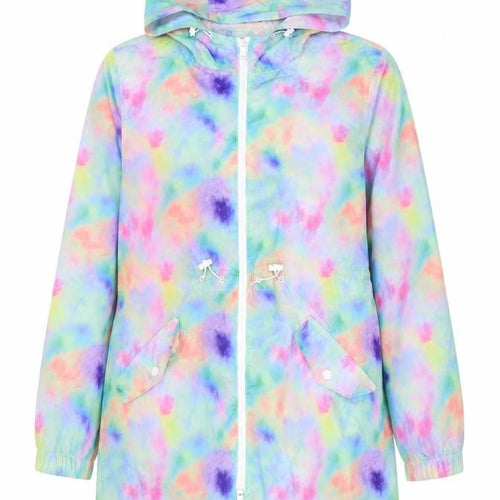 Brave Soul Womens Multicoloured Tie-Dye Hooded Windbreaker Jacket Size 12