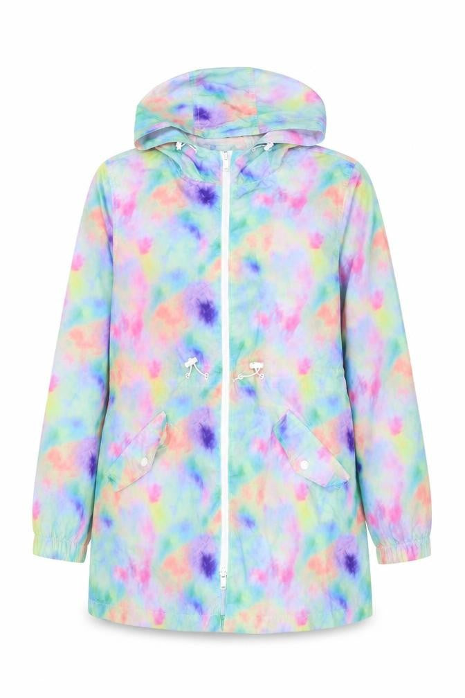 Brave Soul Womens Multicoloured Tie-Dye Hooded Windbreaker Jacket Size 12