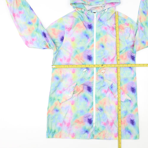 Brave Soul Womens Multicoloured Tie-Dye Hooded Windbreaker Jacket Size 12