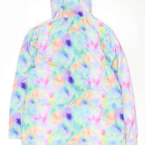 Brave Soul Womens Multicoloured Tie-Dye Hooded Windbreaker Jacket Size 12