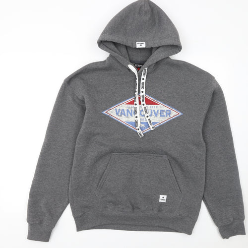 Teepee Mens Grey Vancouver Pullover Hoodie Small Fleece Graphic