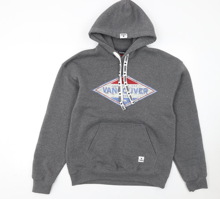Teepee Mens Grey Vancouver Pullover Hoodie Small Fleece Graphic