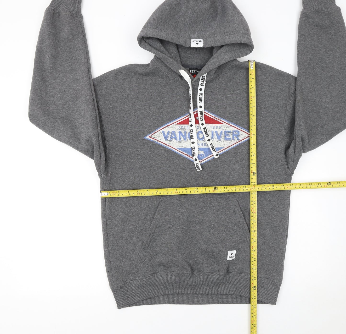 Teepee Mens Grey Vancouver Pullover Hoodie Small Fleece Graphic