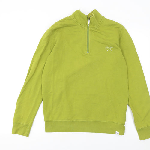 Wittering Surf Men Green S 1/4 Zip Pullover Sweatshirt