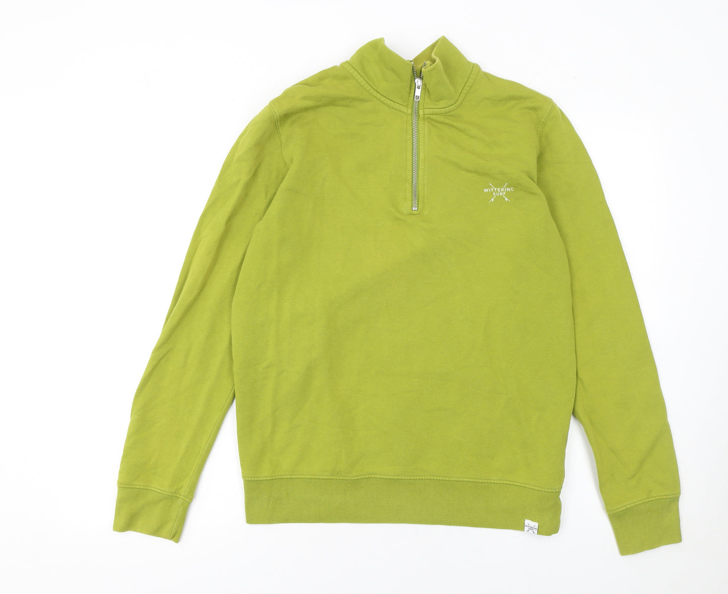 Wittering Surf Men Green S 1/4 Zip Pullover Sweatshirt