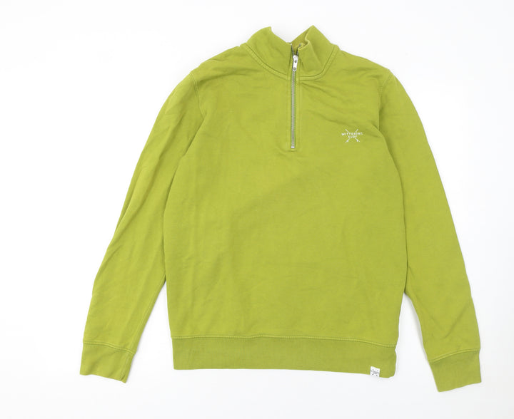 Wittering Surf Men Green S 1/4 Zip Pullover Sweatshirt