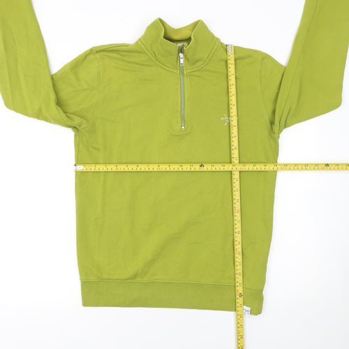 Wittering Surf Men Green S 1/4 Zip Pullover Sweatshirt